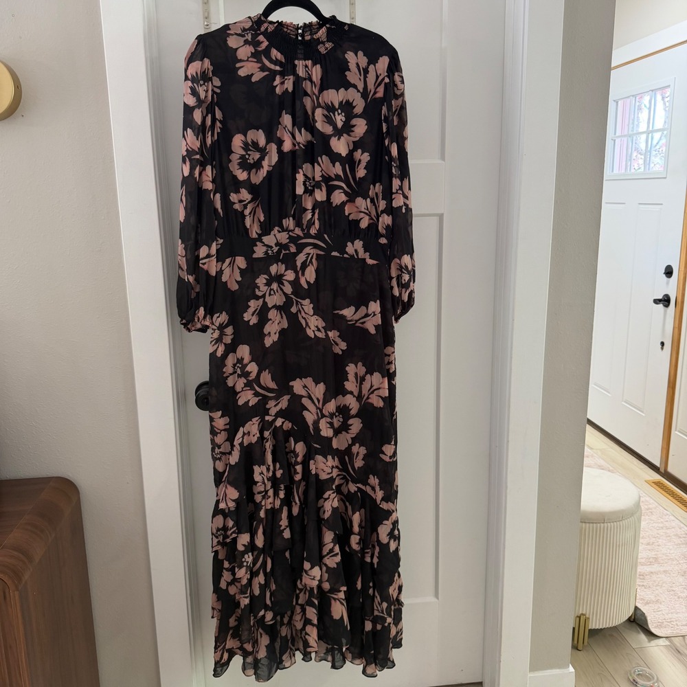 MISA Los Angeles Aubrey Tiered Ruffle Floral Maxi Dress Auric Flora XL Boho